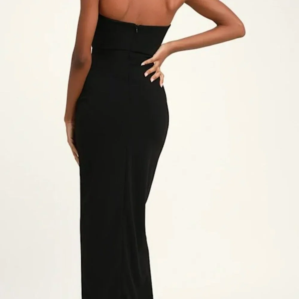Lulus After Hours Black Strapless Ruffled Maxi Dress - Size S - Picture 2 of 3